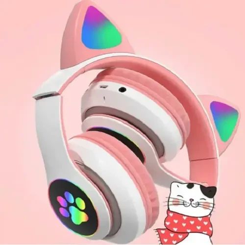 Беспроводные наушники с кошачьими ушками (розовый) | Зображення 2