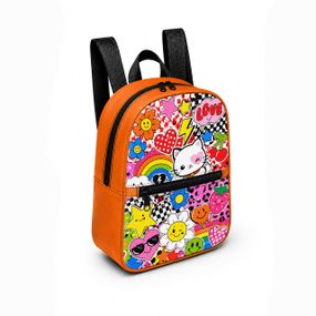 Детский мини-рюкзак оранжевый с принтом Kitty Pop для девочки 28×24×10 см мини-сумка детская (5200)