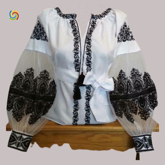 Рубашка Украинская вышиванка 254103 цвет белый размер S/M