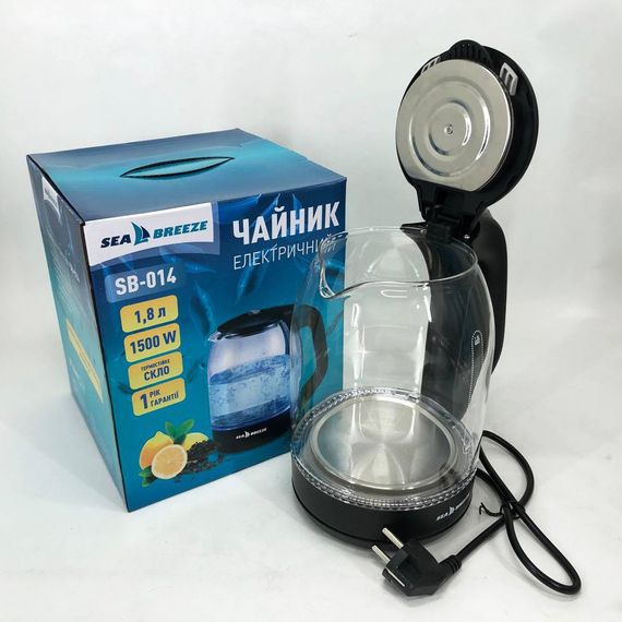 Электрочайник стеклянный Sea Breeze SB-014, 1.8 л, 1500 Вт, с подсветкой | Зображення 7