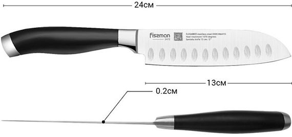 Ніж сантоку Fissman Elegance 13см з високолегованої нержавіючої сталі | Зображення 1