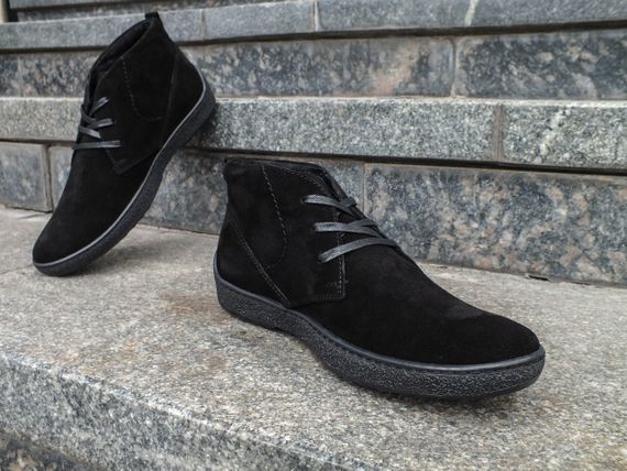 Теплые ботинки черный замш 40 41 42 43 размер | Зображення 1