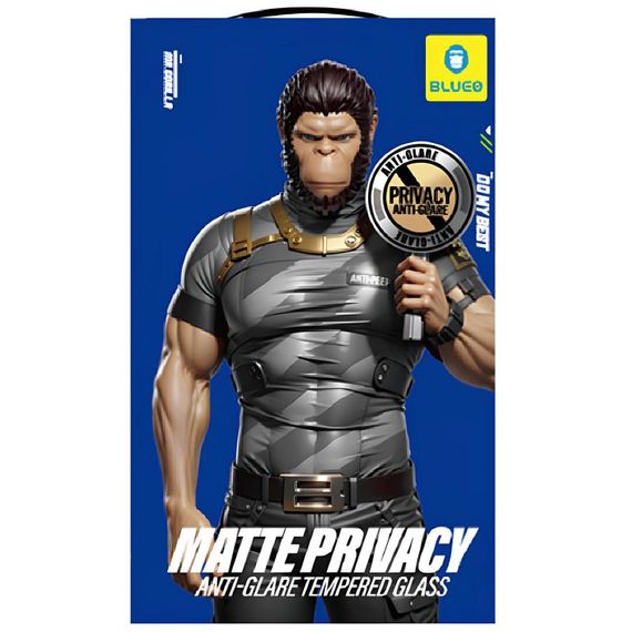 Защитное 2.5D стекло Blueo Full Cover Anti-Peep Matte для Apple iPhone 17 / 17 Pro (6.3") Черный | Зображення 2