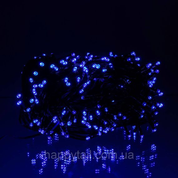 Новогодняя гирлянда уличная 100 м 1000 LED с солнечной батареей 8 режимов работы черный провод Синий SB1000L100MBBL | Зображення 1