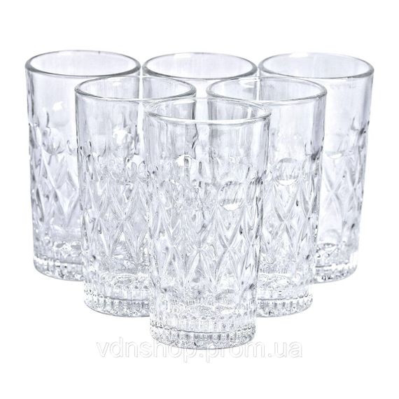 Набор фигурных стаканов 6 шт 300 мл стеклянные стаканы для коктейлей, холодных напитков HP-YH-14