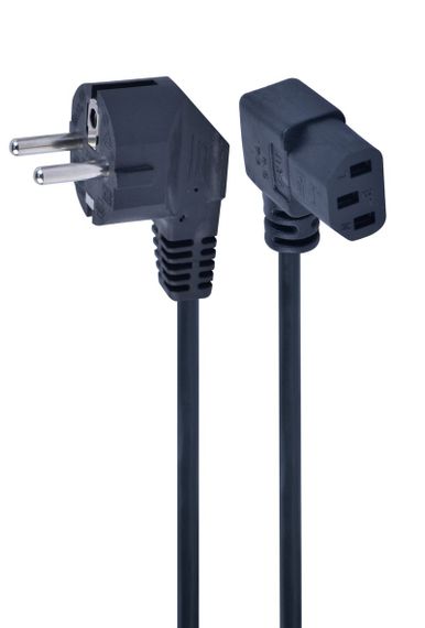 Кабель силовий Cablexpert PC-186A-VDE1B-1.5M, довжина 1.5 м, сертифікований VDE, вилка під кутом 90 градусів, 3*1 мм кв.