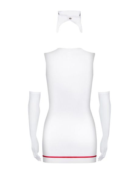 Еротичний костюм медсестри Obsessive Emergency dress S/M, white, сукня, стринги, рукавички, чепчик, Sex Aura | Зображення 2