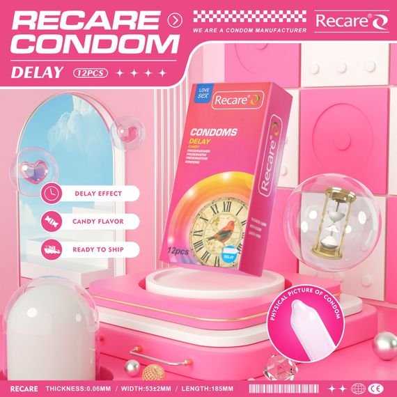 Презервативи Recare Delay Candy Condoms 12 шт, пролонгувальний ефект, цукерковий аромат | Зображення 4