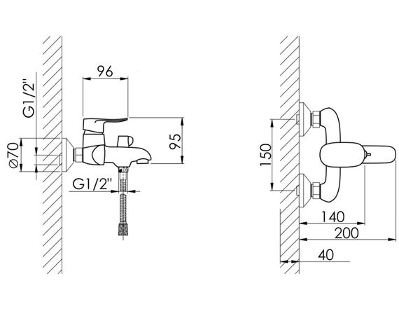 Змішувач для ванни Lidz Wieza 006 LDWIE006CRM45410 | Зображення 1