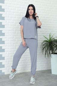 Женский летний легкий костюм укороченные штаны и футболка Gf7931 цвет серый, размер 42/44