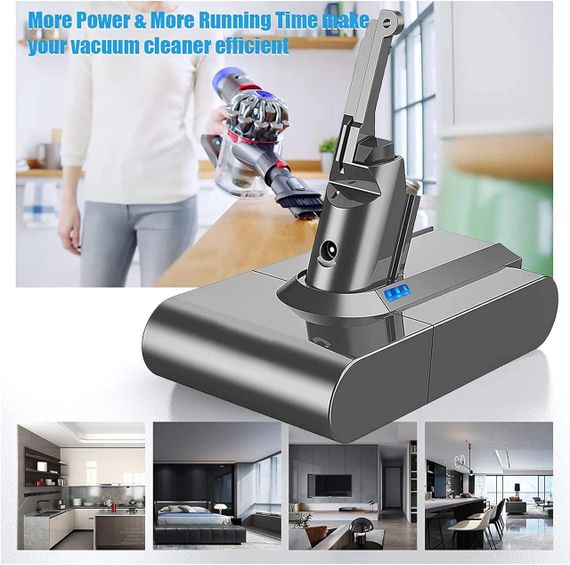 Аккумулятор для пылесоса Dyson V8 с 2 фильтрами 21,6V 6000 mAh сменная батарея для Absolute Animal Fluffy SV10 | Зображення 4