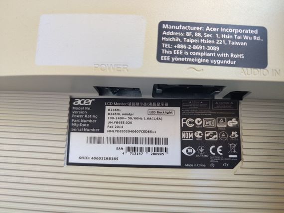 Монитор Acer B246HL / 24" (1920x1080) TN / USB-Hub, VGA, DVI, DispalyPort / Встроенные колонки 2x 1W / VESA 100x100 б/у | Зображення 5
