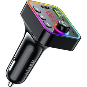 FM модулятор Havit HV-FM819BT USB-A+USB-C PD24W RGB Black (HV-FM819BT)