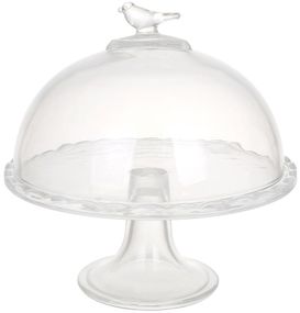 Блюдо скляне "Bird" Ø19см на нозі зі скляною кришкою-ковпаком