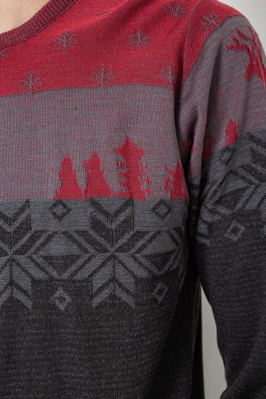 Светр чоловічий новорічний  -уцінка, колір бордово-сірий, 247R3215-U-9 | Зображення 4