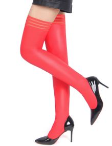 Чулки эластичные Star Night с имитацией кожи, красные, XS-M sexstyle