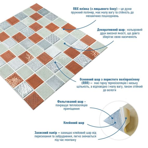 Панель стінова 3D 700х700х4мм Мозаїка коричнева SW-00002012 | Зображення 1
