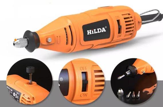 Бормашина мини-дрель гравер Hilda MD200-A 200W с комплектом насадок | Зображення 2