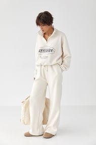 Теплий спортивний костюм із принтом - кремовий цвет, S/M (є розміри)