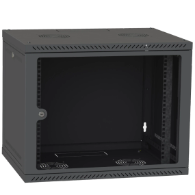 IPCOM 9U 600x450 Шафа телекомунікаційна двері скло (чорна) - Серверні шафи