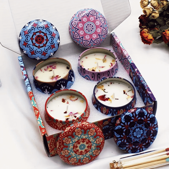 Набір №1 з 4 соєвих аромасвічок у подарунковій коробці, вага набору 240г Без бренду 58589-8 | Зображення 3