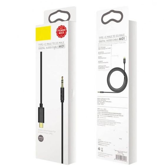 Аудио кабель Aux Baseus Yiven Type-C Male to 3.5mm Male M01 (1m) (CAM01-01) Black | Зображення 1