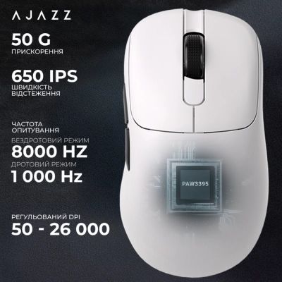 Мышка Ajazz AJ179PRO Wireless/Bluetooth/USB Charging Dock White (AJ179-PRO-W) | Зображення 5