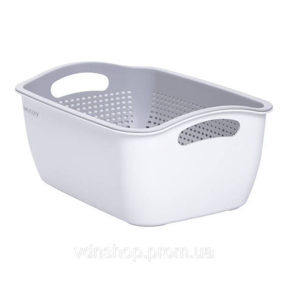 Кошик-друшлак 2 в 1 для миття овочів, фруктів і зелені 29,5×21×11 (см) Білий HP-45-6W