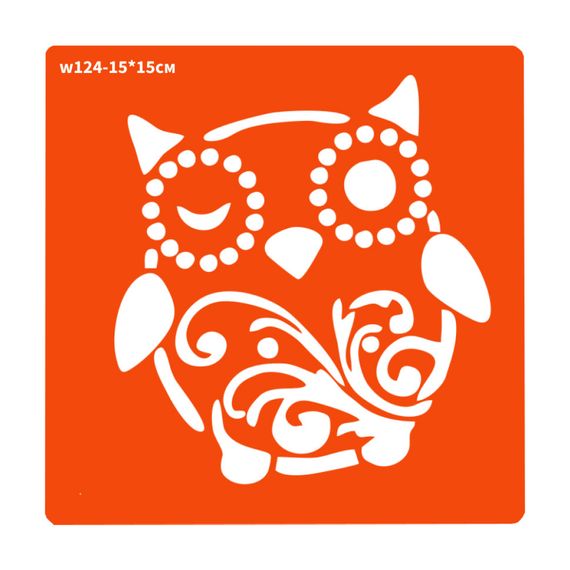 Трафарет для био-тату Зимняя сова w124-15*15см, размер 15х15см