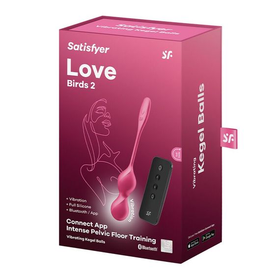 Вагінальні смарт-кульки з вібрацією Satisfyer Love Birds 2 Connect App Red, 86 г, пульт ДК | Зображення 4