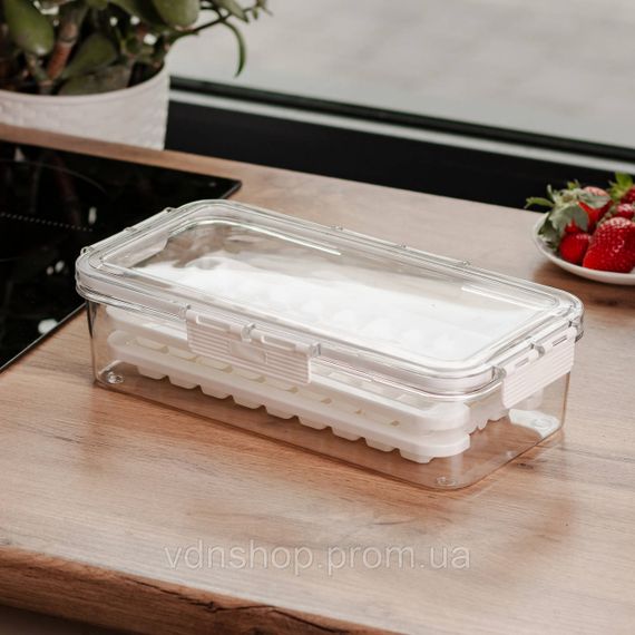 Контейнер для заморозки льда с крышкой 72 отсека 30.5х16х7.5 см пищевой контейнер пластиковый Бежевый HP-27-9 | Зображення 1