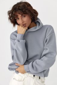 Утеплене худі з написом на спині - сірий цвет, M (є розміри)