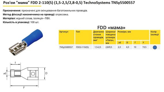 Роз'єм "мама" FDD2-110(5) (1,5-2,5/2,8-0,5) синій Ny95500557 | Зображення 1