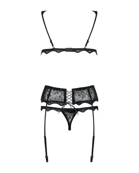 Комплект с поясом для чулок Obsessive Emperita set Черный L/XL | Зображення 4
