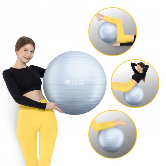 М'яч для фітнесу (фітбол) 4FIZJO 55 см Anti-Burst Grey (P-5905973404747) | Зображення 1