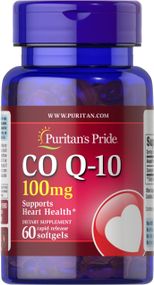 Коэнзим Q-10, Co Q-10, Puritan's Pride, 100 мг, 60 гелевых капсул быстрого высвобождения