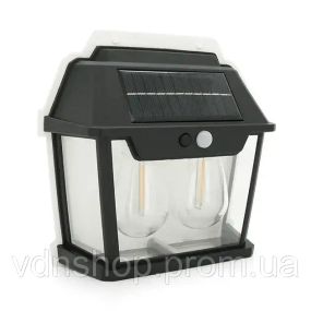 Вуличний ліхтар YT9992 із сонячною панеллю+датчик руху, 2 лампи, вбудований аккум, кріплення на стіну