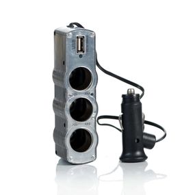 АЗУ разветвитель WEIFENG, 12V-3x12V + USB, Silver, Blister