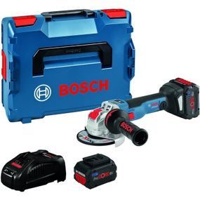 Шліфмашина кутова акумуляторна Bosch 18V-10, 18V, 125 мм, 9000 об/хв, 2x5.0 Ач. L-BOXX 136, Вага: 0.89 кг (0.601.9J4.004)