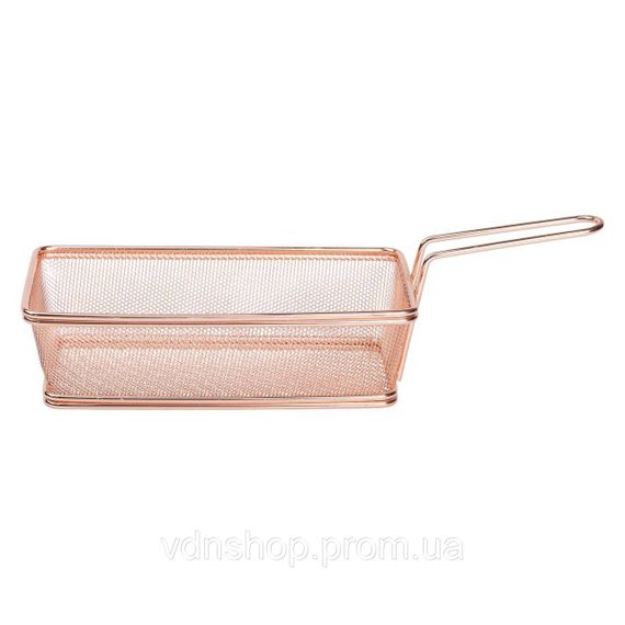 Кошик сервірувальний 21×11.5×5.5 см для подачі картоплі фрі та снеків з ручкою Рожевий HP-19-11-R | Зображення 1