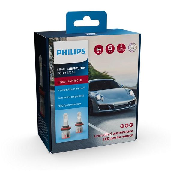 Комплект світлодіодних ламп PHILIPS H8/H11/H16 11366U92X2 LED FOG Ultinon Pro9200 +400% 12/24V | Зображення 2