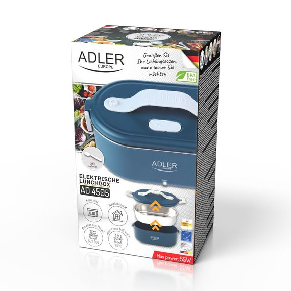 Ланч-бокс з підігрівом Adler AD 4505 0.8 л електричний контейнер для їжі синій | Зображення 9