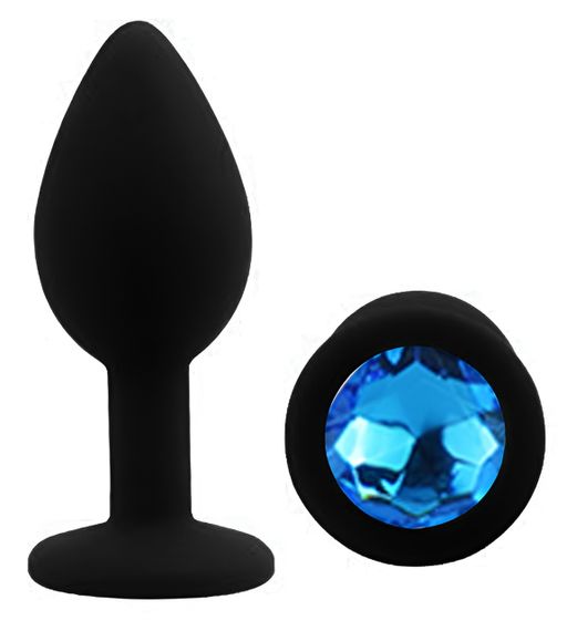 Силіконова анальна пробка EGZO - Silicone Black Round Plug Blue, size S Sex Aura | Зображення 1