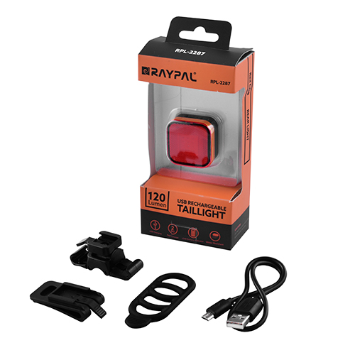 Велосипедный фонарь задний габаритный Raypal RPL-2287-COB, micro USB, встроенный аккумулятор | Зображення 1
