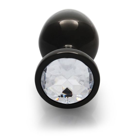 Металлическая анальная пробка Round Gem, размер М, черный/белый Ouch! (Нидерланды) sexstyle | Зображення 3