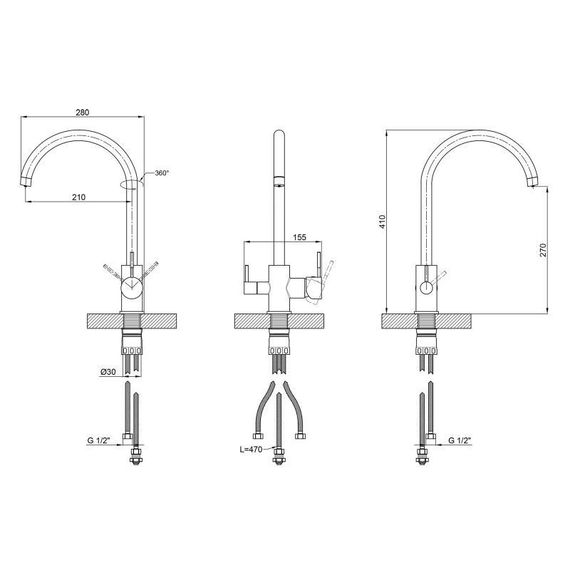 Змішувач для кухні Lidz Aria 020F (k35) LDARI020FNKS43365 Nickel | Зображення 1