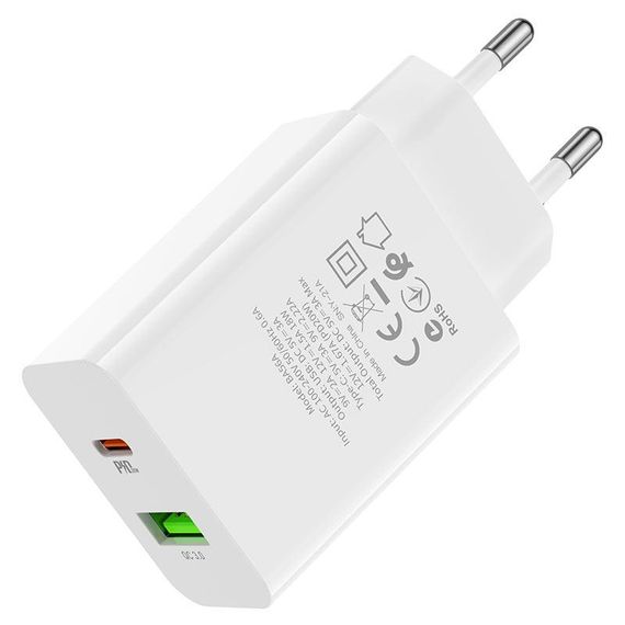 СЗУ BOROFONE BA56A, PD20W+Q3.0, 1xUSB-A+1xUSB-C, 20W, White, Box | Зображення 3
