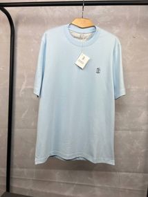 Футболка блакитна Brunello Cucinelli Classic Logo Light Blue f694