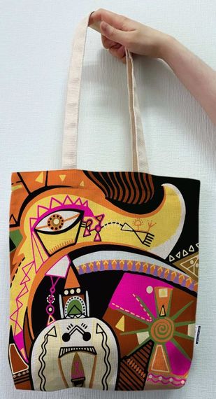 Экосумка шоппер 4Profi  "Геометрическая абстракция" двунитка (хлопок) белая 24086