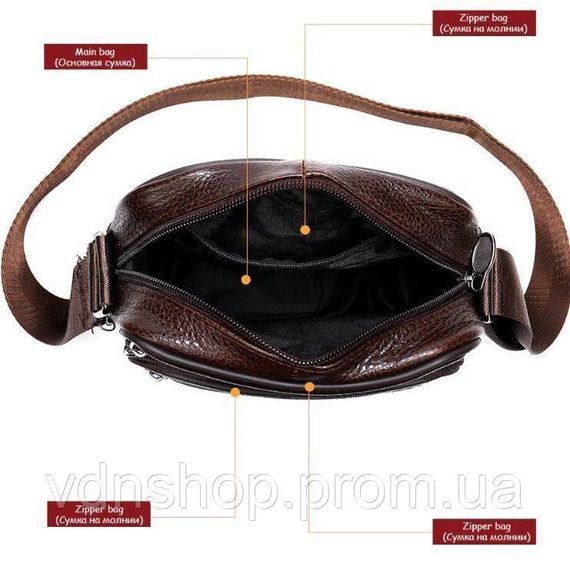 Сучасний месенджер, Чоловіча стьобана сумка через плече, Сумка месенджер шкіряна Чоловіча чорна WN-47 | Зображення 5